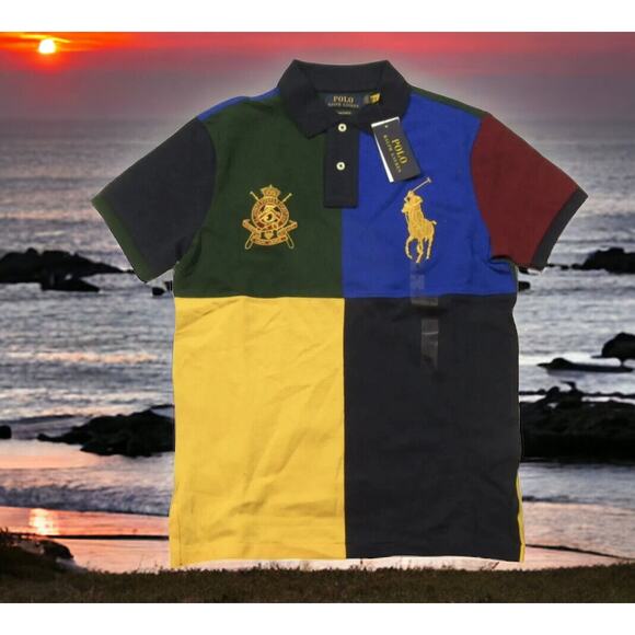 Polo Ralph Lauren Country Colorblock Big Pony RRL Shirt Mens Large NEW